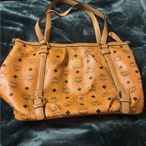 MCM Tan Leather Tote Bag